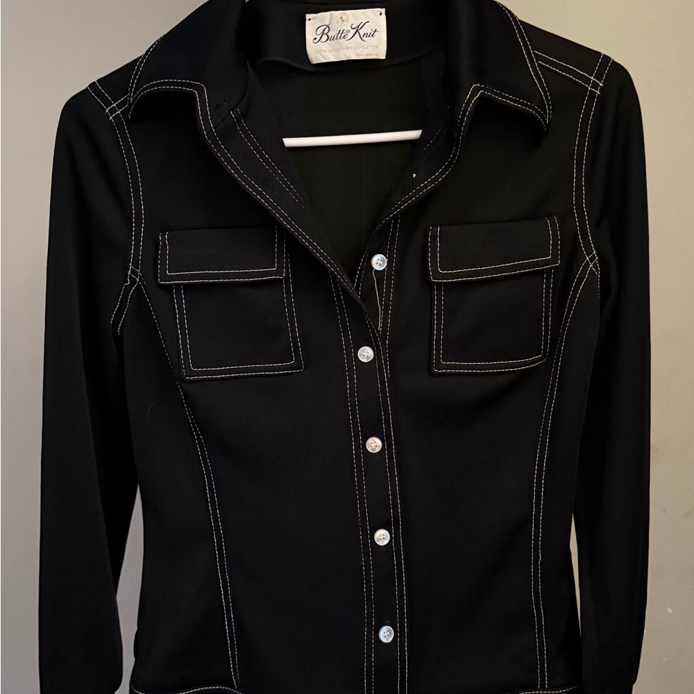 Women's Black Button-Up Top